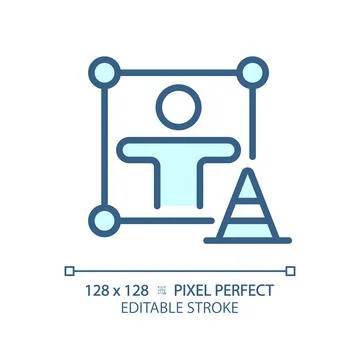 2D customizable thin linear blue accountability icon Stock Illustration