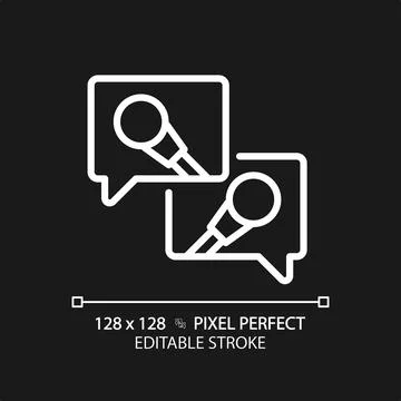 2D customizable thin linear white media interview icon Stock Illustration