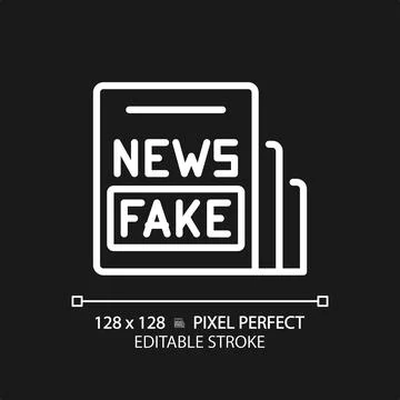 2D customizable thin linear white fake news icon Illustrazione stock
