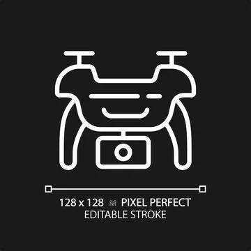 2D customizable thin linear white drone icon Stock Illustration