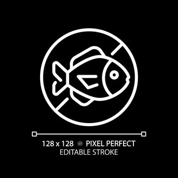 2D customizable thin linear white fish free icon Stock-Illustration