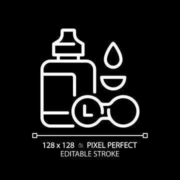 2D customizable thin linear white contact lens solution icon 库存插图