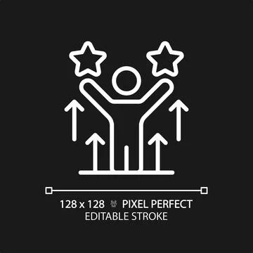 2D customizable thin linear white self motivation icon Stock Illustration