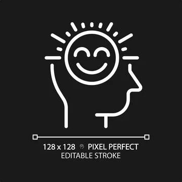 2D customizable thin linear white positive thinking icon Stock Illustration