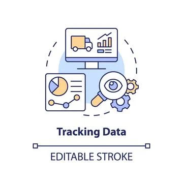 2D customizable tracking data thin linear icon concept 스톡 일러스트