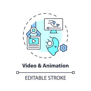 2D customizable video and animation line icon concept Stock Illustration