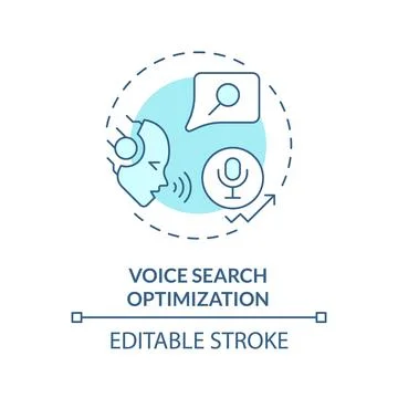 2D customizable voice search optimization line icon concept 스톡 일러스트