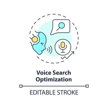 2D customizable voice search optimization line icon concept Illustrazione stock
