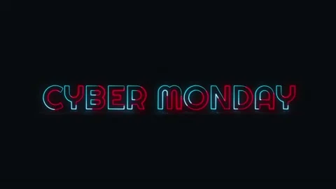 2D cyber monday motion graphics with neon lights running around text. Video stock 139124277