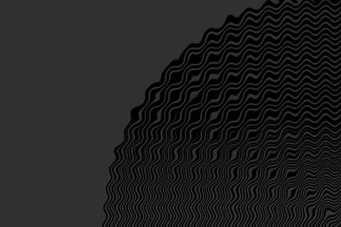 2D dark gray background with wavy circular patterns on the right side Stock Illustration