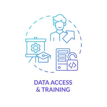 2D data access and training concept linear icon 스톡 일러스트