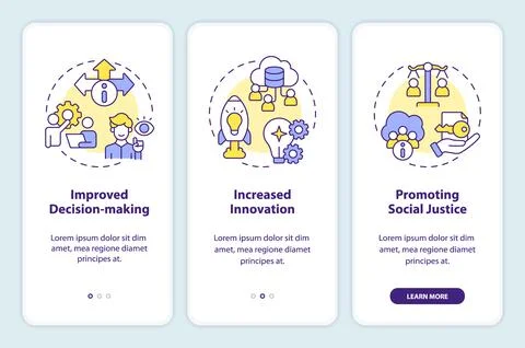 2D data democratization concept with line icons Stock Illustration