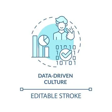 2D data-driven culture concept linear icon Stockillustratie
