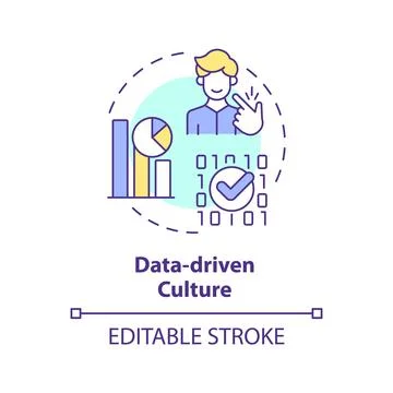 2D data-driven culture concept linear icon Stockillustratie