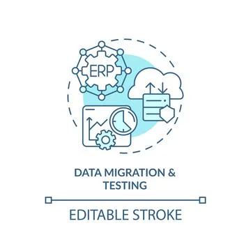2D data migration and testing blue icon concept Stock Illustration