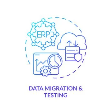 2D data migration and testing line icon concept Stock Illustration