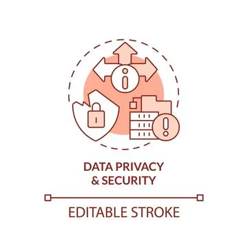 2D data privacy and security concept linear icon Stock Illustration