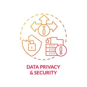 2D data privacy and security concept linear icon Stock Illustration