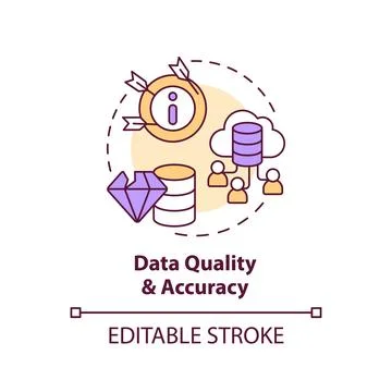 2D data quality and accuracy concept linear icon Stock Illustration
