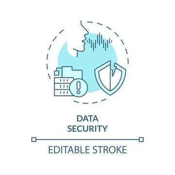 2D data security thin line blue icon concept Stock Illustration