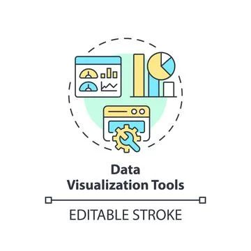 2D data visualization tools concept linear icon Illustrazione stock