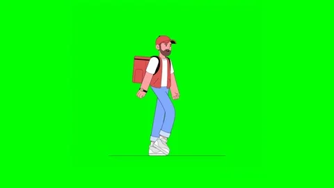 2D Deliveryman Walking to Deliver Package on Foot With Backpack 스톡 동영상 332757452