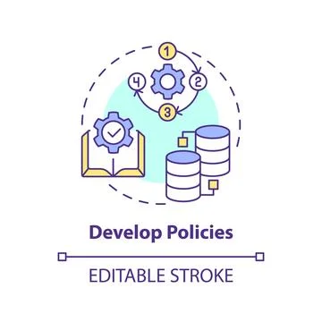 2D develop policies linear icon Stockillustratie