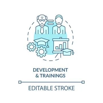 2D development and trainings blue icon concept Stock Illustration