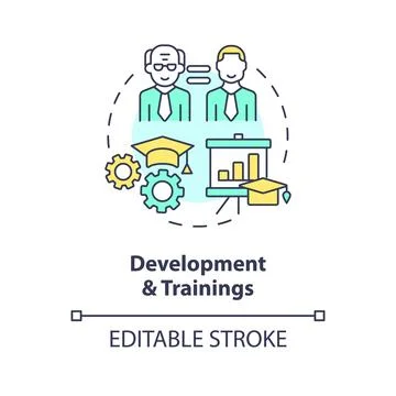 2D development and trainings line icon concept Illustrazione stock