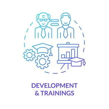 2D development and trainings thin line concept 스톡 일러스트