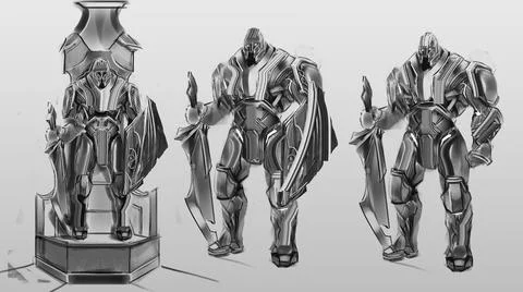 2d digital character design concept of fantasy soldier warrior melee Stock Illustration