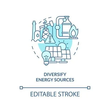 2D diversify energy sources concept icon Stock Illustration