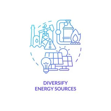 2D diversify energy sources concept icon Stock Illustration