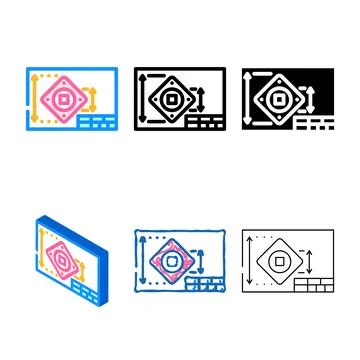 2d drafting architectural drafter color multipack icon vector Stock Illustration