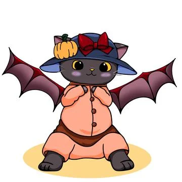 2d drawing cat halloween Stock Illustration