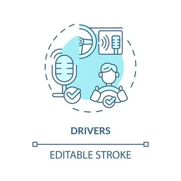 2D drivers thin line blue icon concept 스톡 일러스트