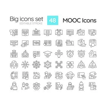 2D editable black big icons for representing MOOC イラスト素材