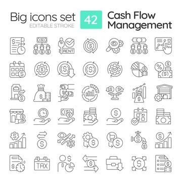 2D editable black big line icons set for cell therapy Stock Illustration
