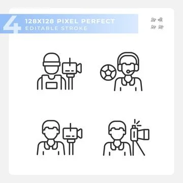 2D editable black journalism icons set Stock Illustration