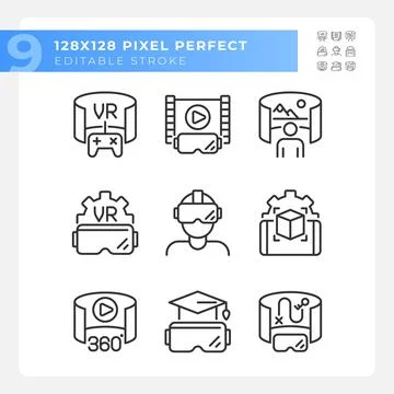 2D editable black VR, AR and MR icons pack イラスト素材