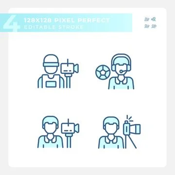 2D editable blue journalism icons set Stock Illustration