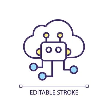 2D editable colorful cloud technologies line icon Stock Illustration