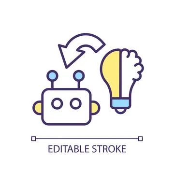 2D editable colorful ML algorithms line icon Stock Illustration