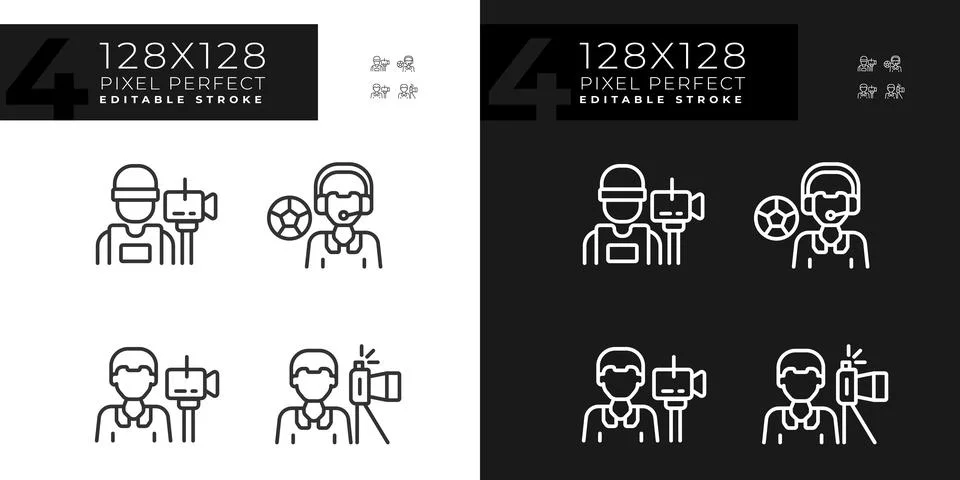 2D editable dark and light journalism icons set Stock Illustration