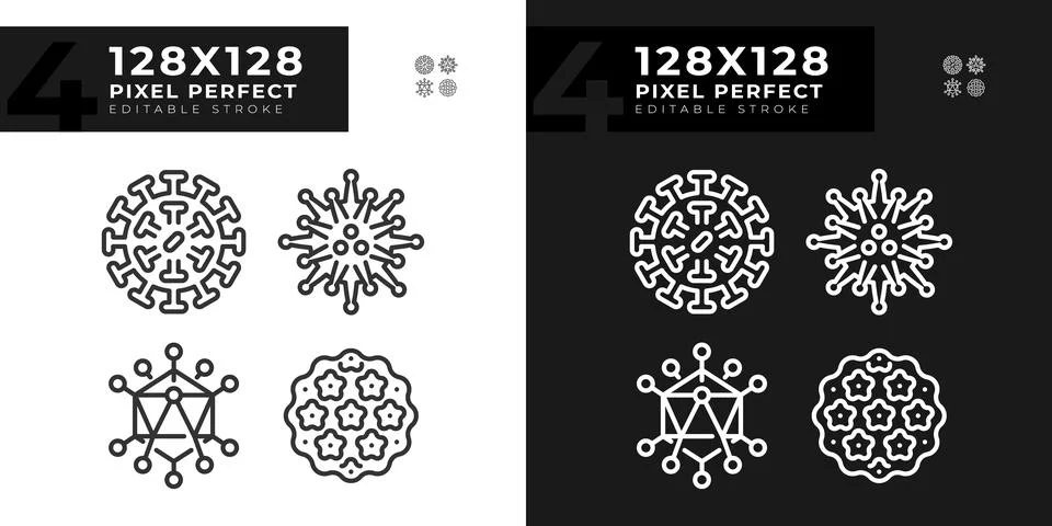 2D editable dark and light bacteria icons pack Stock-Illustration
