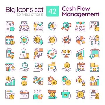 2D editable multicolor big linear icons set for cell therapy Stock Illustration