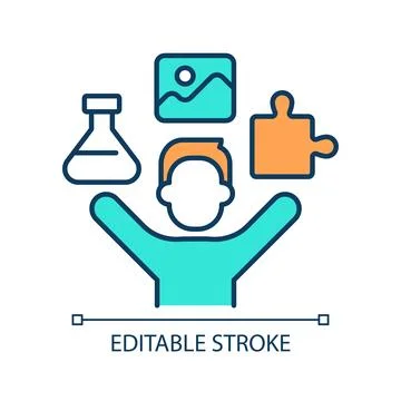 2D editable simple thin line identify your skills icon Stock Illustration