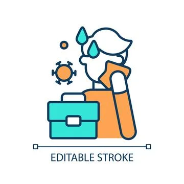 2D editable simple thin line resenteeism icon Stock Illustration