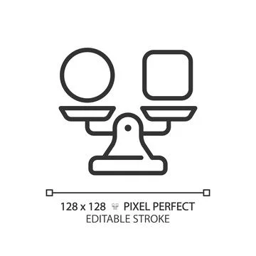 2D editable thin line black shapes on weight scale icon Stock Illustration
