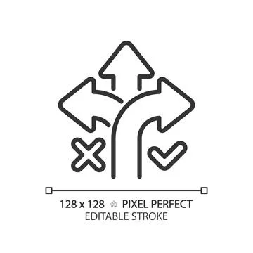 2D editable thin line black correct way icon Stock Illustration